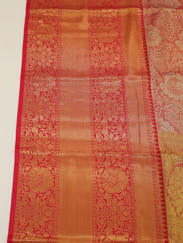 Peach_Orange_Dharmavaram_Inspired_Semi_Silk_Saree_With_Wide_Contrast_Border
