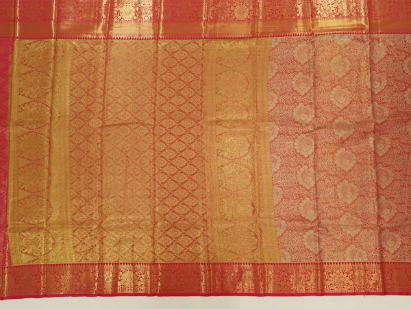 Peach_Orange_Dharmavaram_Inspired_Semi_Silk_Saree_With_Wide_Contrast_Border