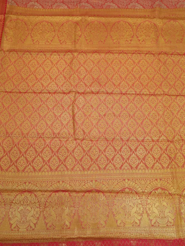 Peach_Orange_Dharmavaram_Inspired_Semi_Silk_Saree_With_Wide_Contrast_Border