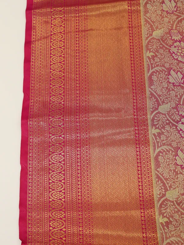 Teal_Blue_Gadwal_Inspired_Semi_Silk_Saree_With_Wide_Contrast_Border