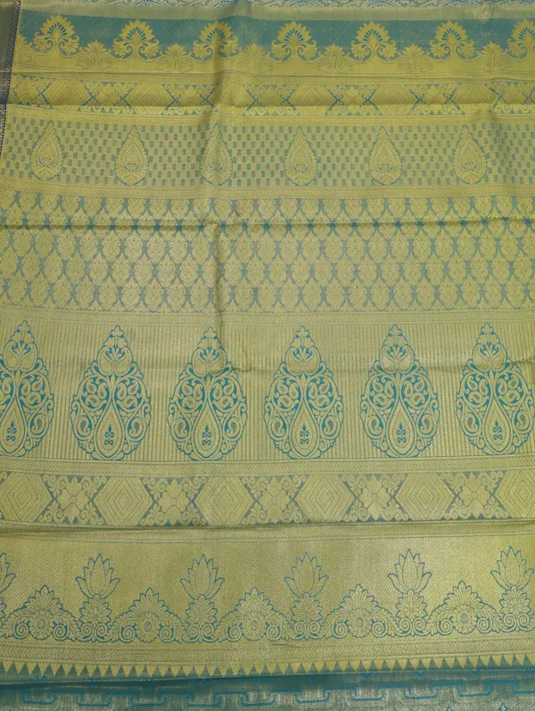 Antique_Gold_Dharmavaram_Inspired_Semi_Silk_Saree_With_Wide_Contrast_Border