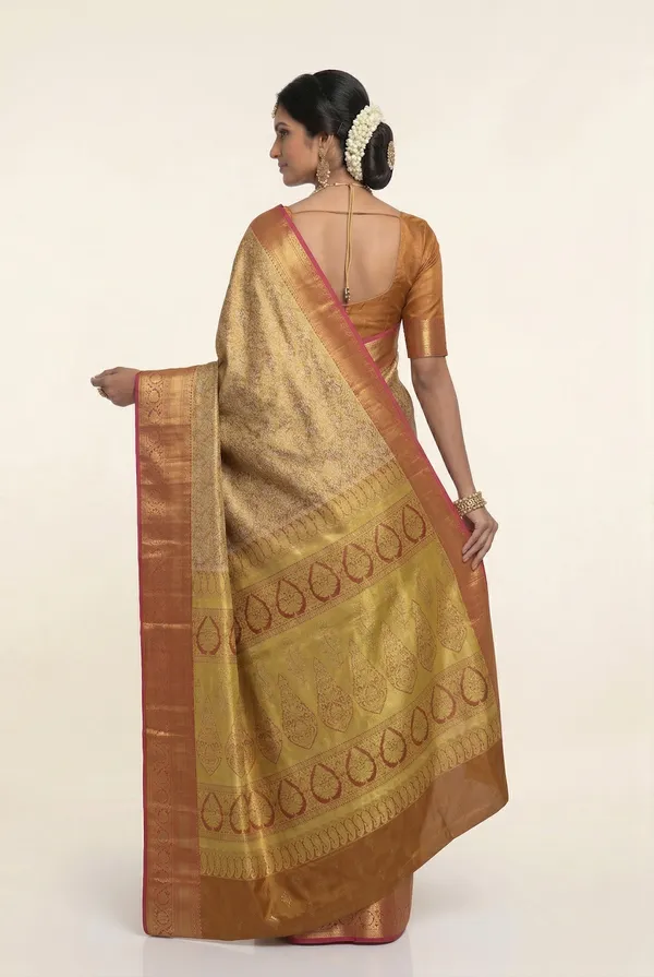 Royal_Blue_Gadwal_Inspired_Semi_Silk_Saree_With_Wide_Contrast_Border