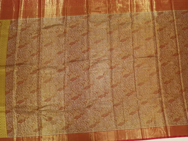 Champagne_Gold_Mysore_Inspired_Semi_Silk_Saree_With_Small_Contrast_Border