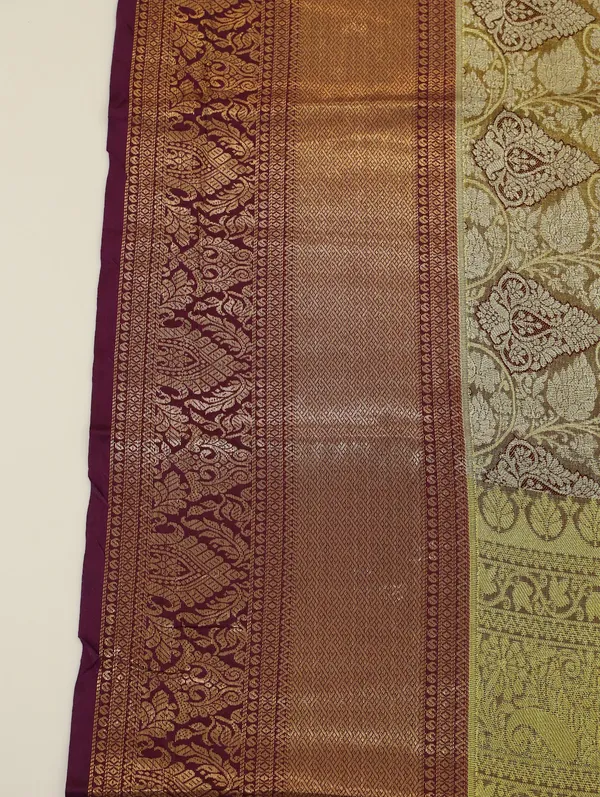 Antique_Gold_Kanchipuram_Inspired_Semi_Silk_Saree_With_Wide_Contrast_Border