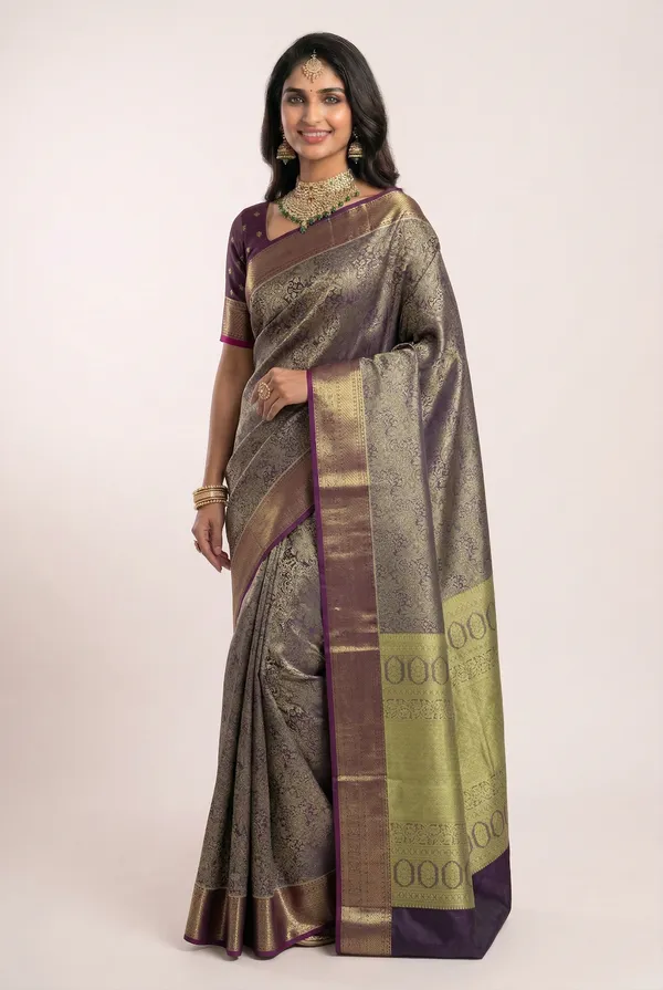 Purple_Gold_Dharmavaram_Inspired_Semi_Silk_Saree_With_Wide_Contrast_Border