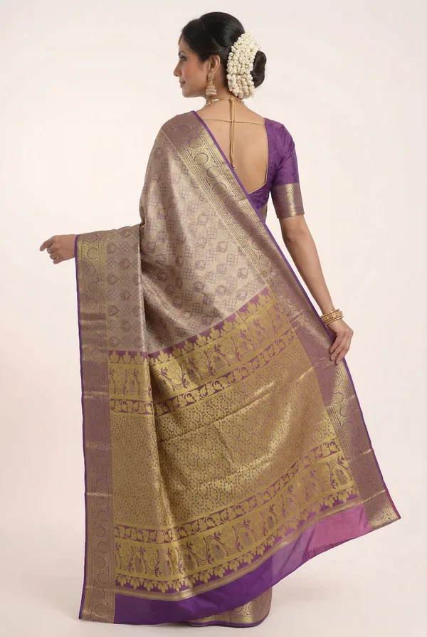 Deep_Purple_Dharmavaram_Inspired_Semi_Silk_Saree_With_Wide_Contrast_Border