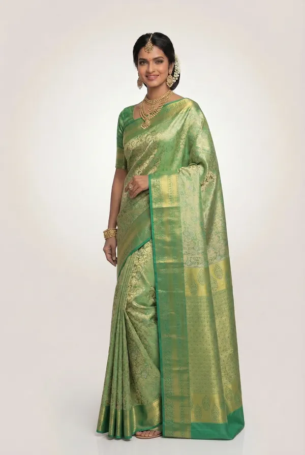 Lime_Green_Uppada_Inspired_Semi_Silk_Saree_With_Small_Self_Border