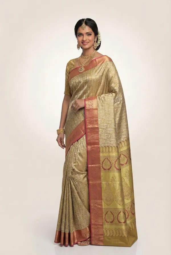 Mustard_Gold_Gadwal_Inspired_Semi_Silk_Saree_With_Wide_Contrast_Border