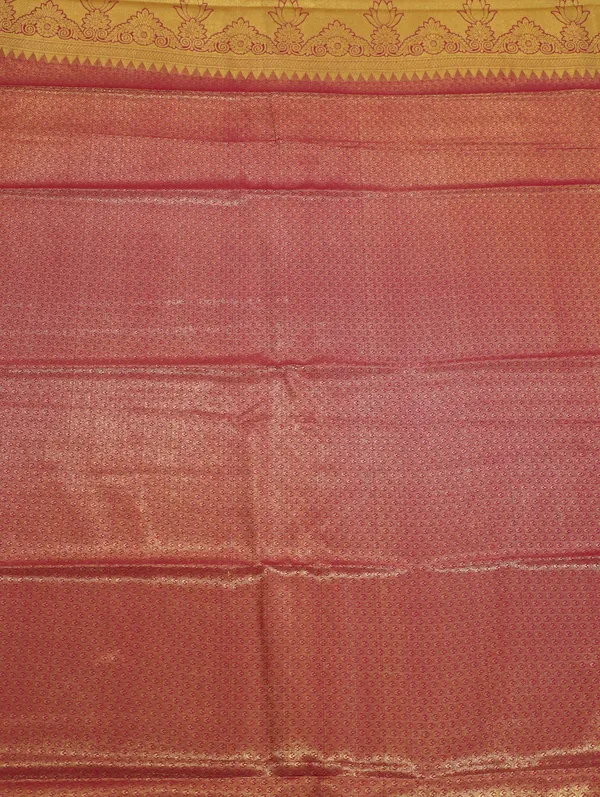 Peach_Orange_Kanchipuram_Inspired_Semi_Silk_Saree_With_Wide_Contrast_Border