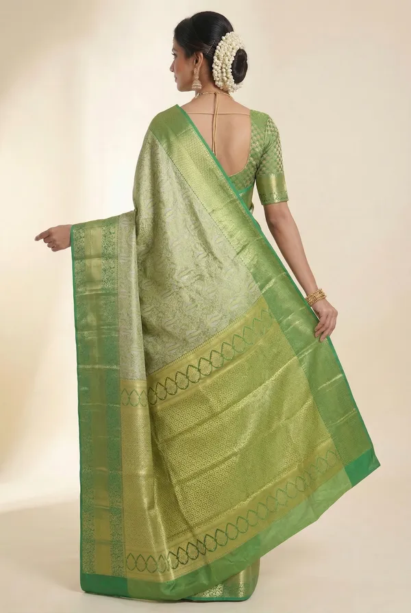 Teal_Green_Gadwal_Inspired_Semi_Silk_Saree_With_Wide_Contrast_Border