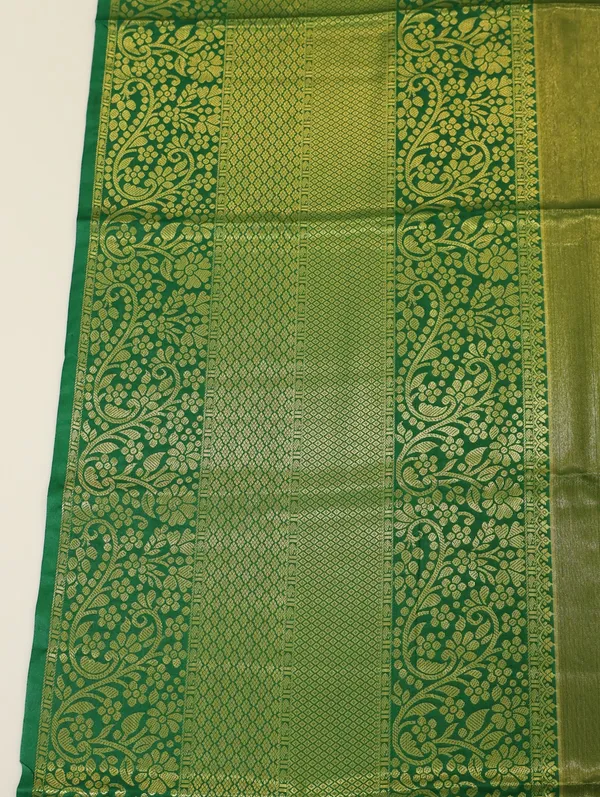 Teal_Green_Gadwal_Inspired_Semi_Silk_Saree_With_Wide_Contrast_Border