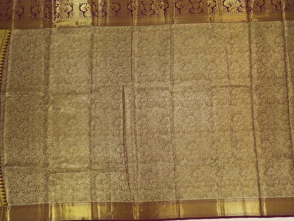 Peach_Orange_Kanchipuram_Inspired_Semi_Silk_Saree_With_Wide_Contrast_Border