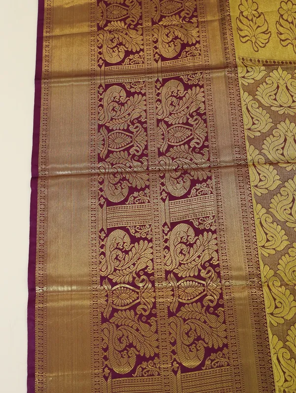 Peach_Orange_Kanchipuram_Inspired_Semi_Silk_Saree_With_Wide_Contrast_Border
