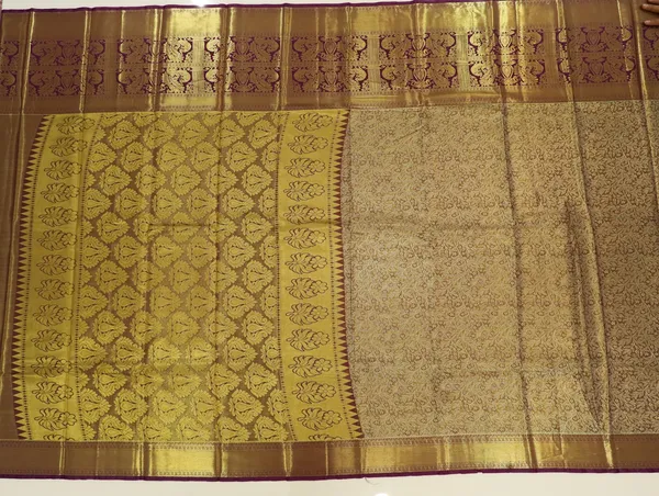 Peach_Orange_Kanchipuram_Inspired_Semi_Silk_Saree_With_Wide_Contrast_Border