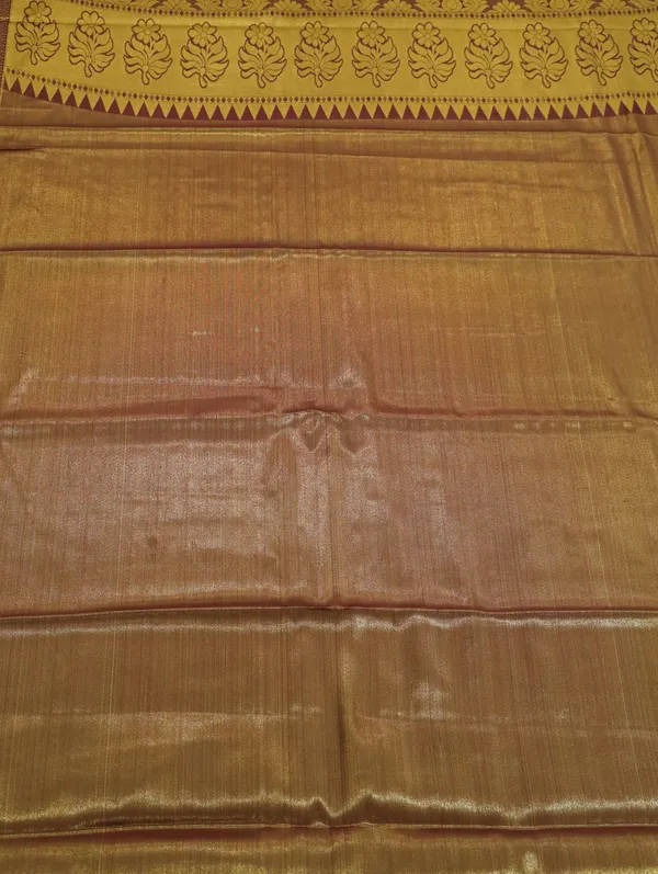 Peach_Orange_Kanchipuram_Inspired_Semi_Silk_Saree_With_Wide_Contrast_Border