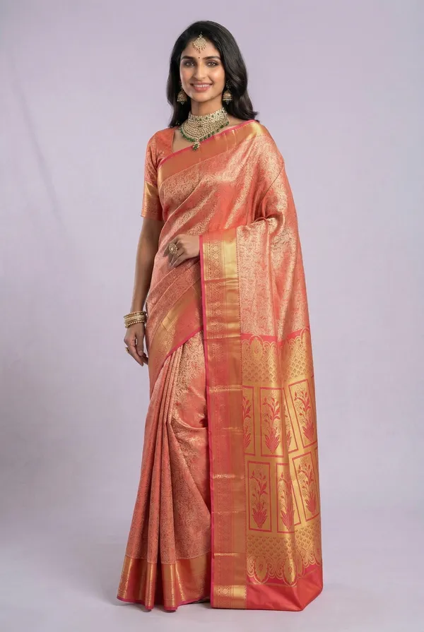 Mustard_Gold_Kanchipuram_Inspired_Semi_Silk_Saree_With_Wide_Contrast_Border