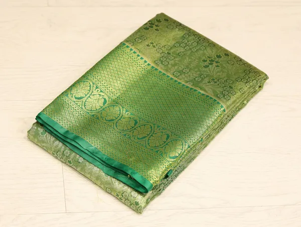 Sky_Blue_Dharmavaram_Inspired_Semi_Silk_Saree_With_Wide_Contrast_Border