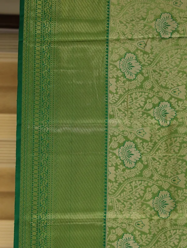 Lime_Green_Kanchipuram_Inspired_Semi_Silk_Saree_With_Self_Wide_Border