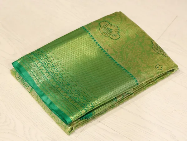 Lime_Green_Kanchipuram_Inspired_Semi_Silk_Saree_With_Self_Wide_Border