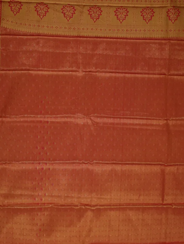 Peach_Orange_Uppada_Inspired_Semi_Silk_Saree_With_Contrast_Border
