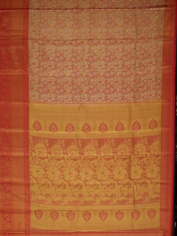 Peach_Orange_Uppada_Inspired_Semi_Silk_Saree_With_Contrast_Border