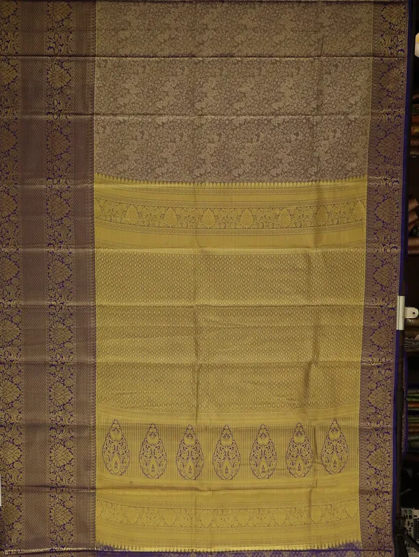 Mustard_Yellow_Kanchipuram_Inspired_Semi_Silk_Saree_With_Wide_Self_Border