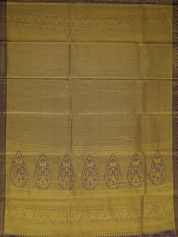 Mustard_Yellow_Kanchipuram_Inspired_Semi_Silk_Saree_With_Wide_Self_Border