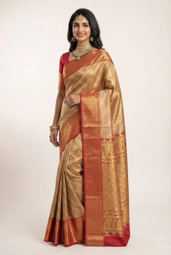 Royal_Blue_Gadwal_Inspired_Semi_Silk_Saree_With_Contrast_Border