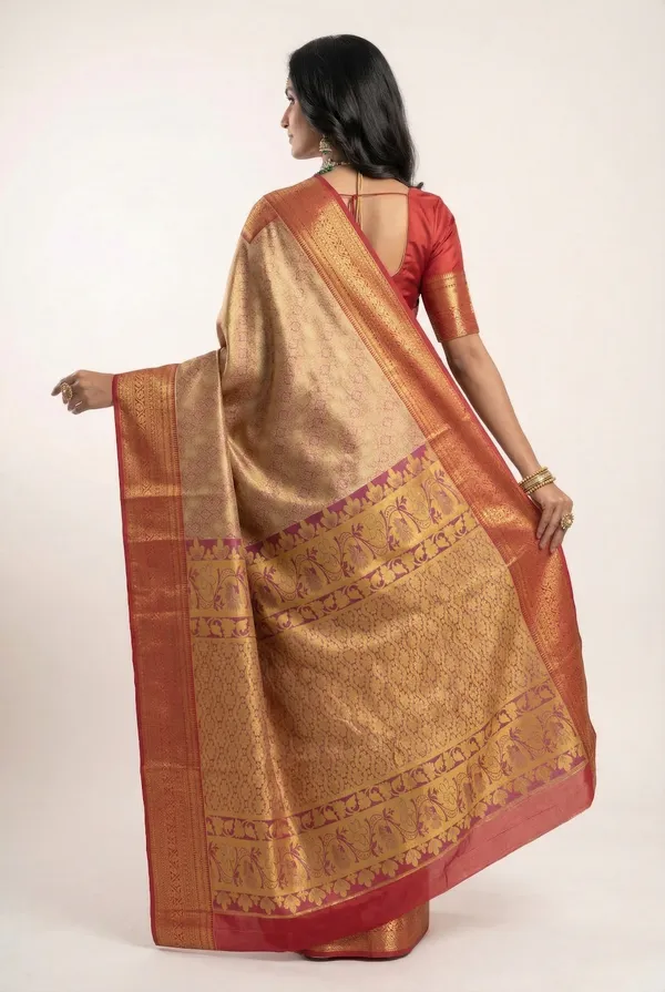 Royal_Blue_Gadwal_Inspired_Semi_Silk_Saree_With_Contrast_Border