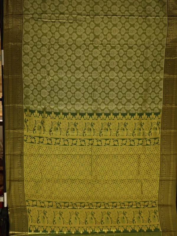 Mustard_Yellow_Kanchipuram_Inspired_Semi_Silk_Saree_With_Wide_Contrast_Border