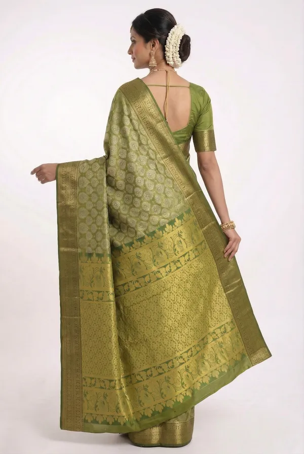 Mustard_Yellow_Kanchipuram_Inspired_Semi_Silk_Saree_With_Wide_Contrast_Border