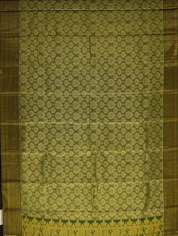 Mustard_Yellow_Kanchipuram_Inspired_Semi_Silk_Saree_With_Wide_Contrast_Border