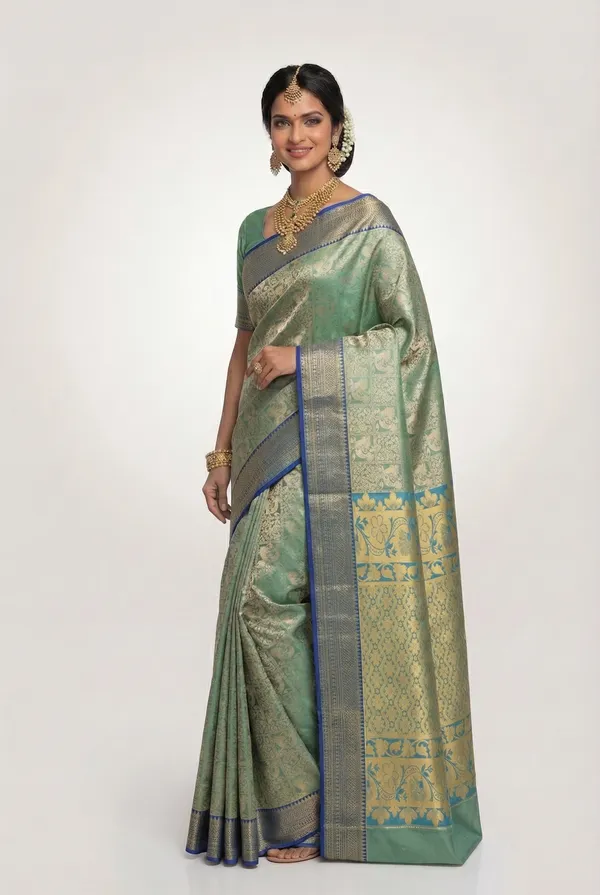 Pink_Kanchipuram_Inspired_Semi_Silk_Saree_With_Wide_Self_Border