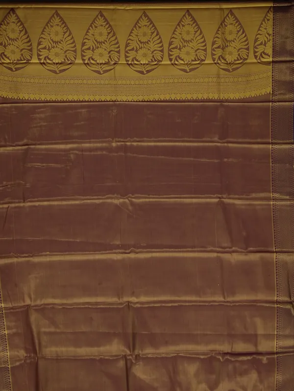 Mustard_Yellow_Kanchipuram_Inspired_Semi_Silk_Saree_With_Contrast_Border