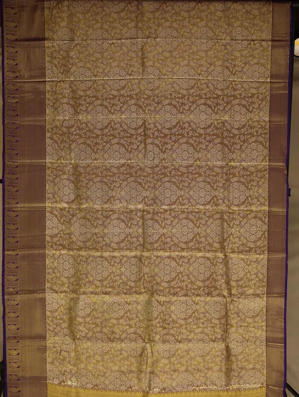 Mustard_Yellow_Kanchipuram_Inspired_Semi_Silk_Saree_With_Contrast_Border