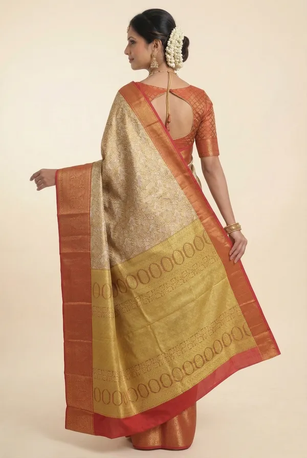 Olive_Green_Kanchipuram_Inspired_Semi_Silk_Saree_With_Wide_Contrast_Border