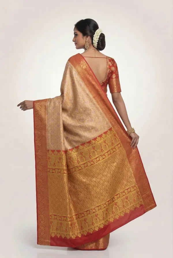 Golden_Beige_Kanchipuram_Inspired_Semi_Silk_Saree_With_Wide_Contrast_Border