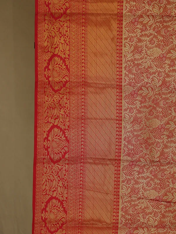 Coral_Red_Kanchipuram_Inspired_Semi_Silk_Saree_With_Wide_Self_Border