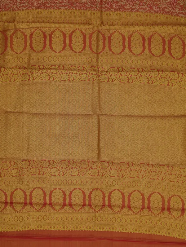 Coral_Red_Kanchipuram_Inspired_Semi_Silk_Saree_With_Wide_Self_Border