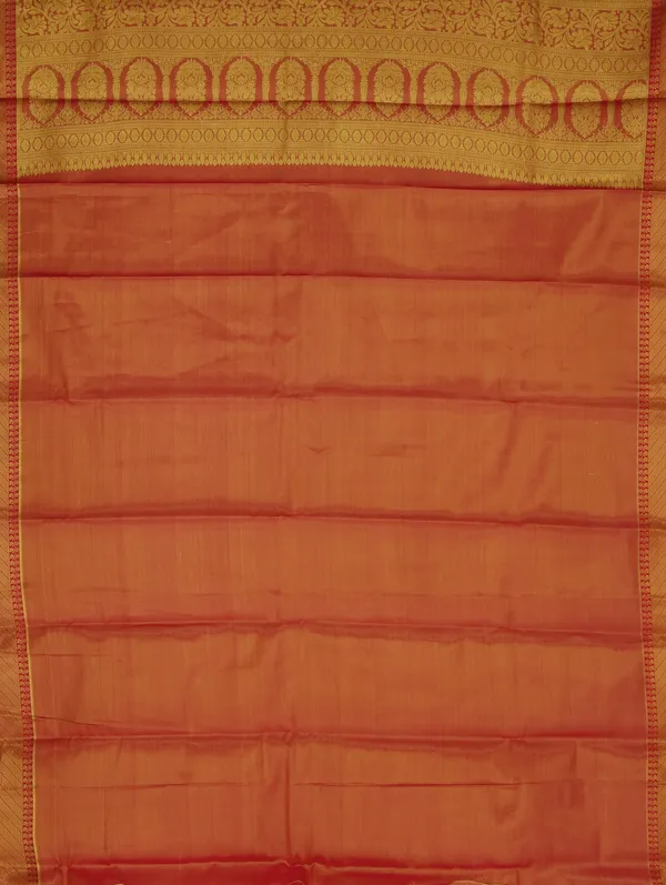 Coral_Red_Kanchipuram_Inspired_Semi_Silk_Saree_With_Wide_Self_Border