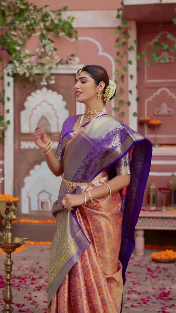 Olive_Gold_&_Royal_Blue_Gadwal_&_Kanchipuram_Fusion_Semi_Silk_Saree_With_Zari_Woven_Border