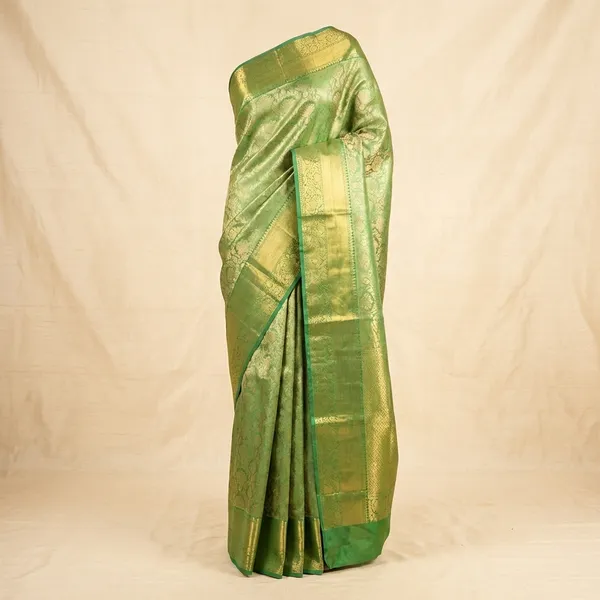 Parrot_Green_Kanchipuram_Inspired_Semi_Silk_Saree_With_Allover_Zari_Jacquard_&_Classic_Pallu