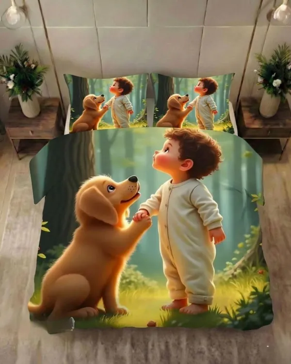 Kozy_Kids_Printed_King_Size_1_Bedsheet_With_2_Pillow_Covers_For_Kids_Room_-_Happy-Dog