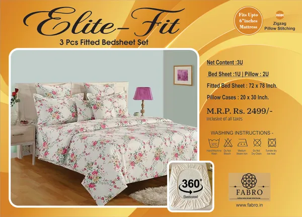 ELITE_-_FIT_Elasticated_Fitted_Bedsheet_with_All-Around_Elastic_|_Wrinkle-Free_Poly_Cotton_Blend_|_Perfect_Fit_for_Mattress_up_to_6_Inches_|_Soft,_Breathable_&_Easy_Care