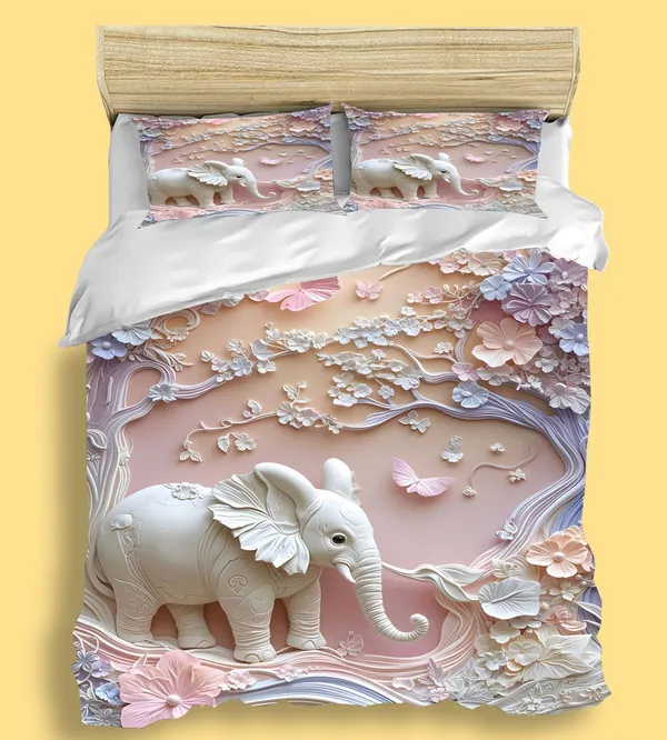 Kozy_Kids_Printed_King_Size_1_Bedsheet_With_2_Pillow_Covers_For_Kids_Room_-_Elephant