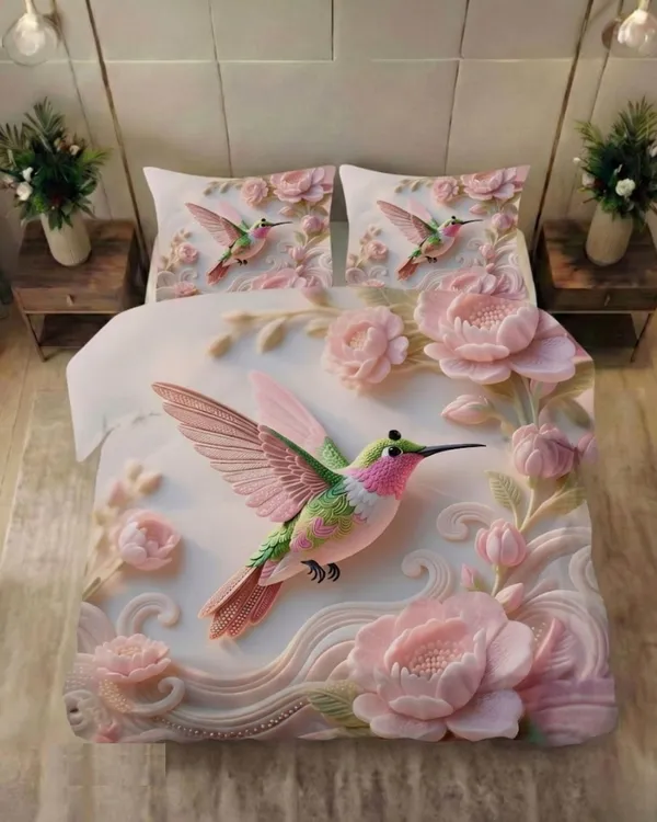 Kozy_Kids_Printed_King_Size_1_Bedsheet_With_2_Pillow_Covers_For_Kids_Room_-_Hummingbird