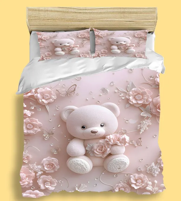 Kozy_Kids_Printed_King_Size_1_Bedsheet_With_2_Pillow_Covers_For_Kids_Room_-_Teddy_White