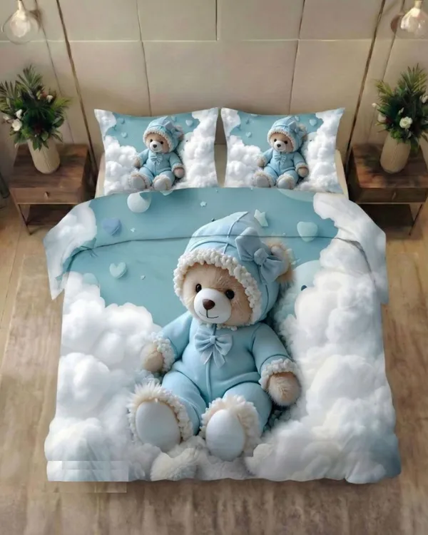 Kozy_Kids_Printed_King_Size_1_Bedsheet_With_2_Pillow_Covers_For_Kids_Room_-_Teddy-On-Cloud