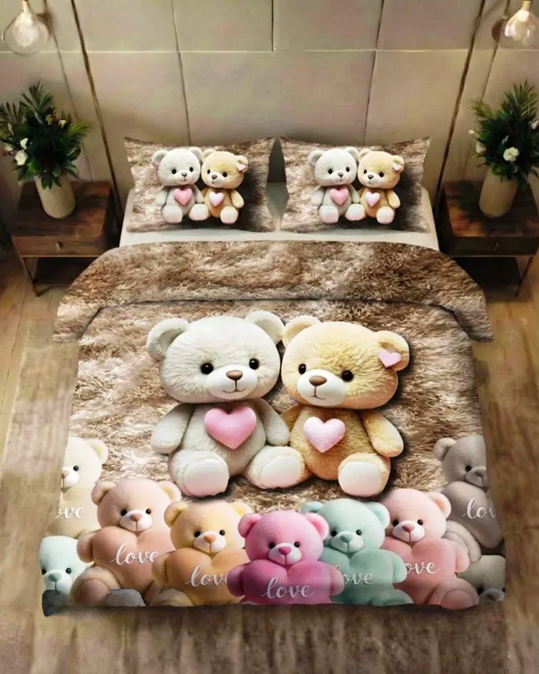 Kozy_Kids_Printed_King_Size_1_Bedsheet_With_2_Pillow_Covers_For_Kids_Room_-_Love-Teddy