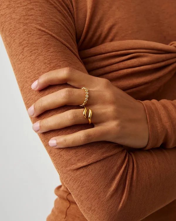 Gold_Tone_Wave_Open_Ring_for_Women